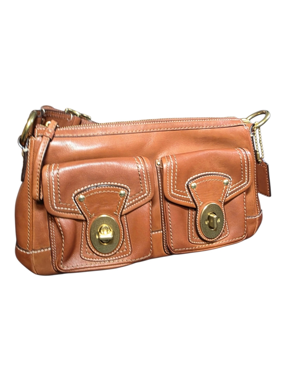 Coach Legacy 65th Anniversary Double Turnlock Pocket Hobo Bag Whiskey Brown